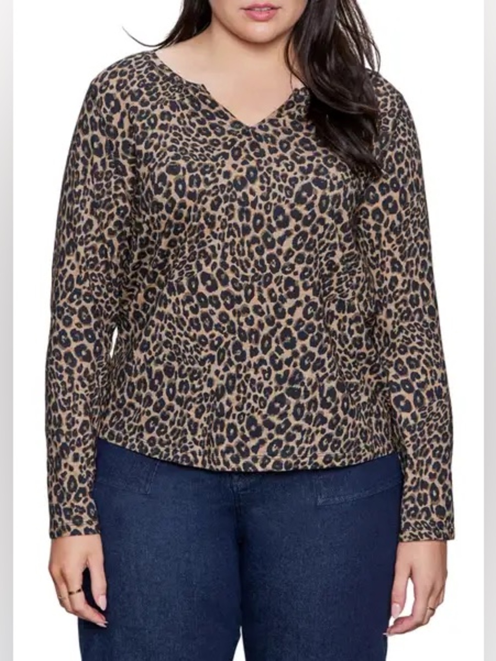 Sanctuary Leopard Print V-Neck Long Sleeve Top, Size 3X - NWT